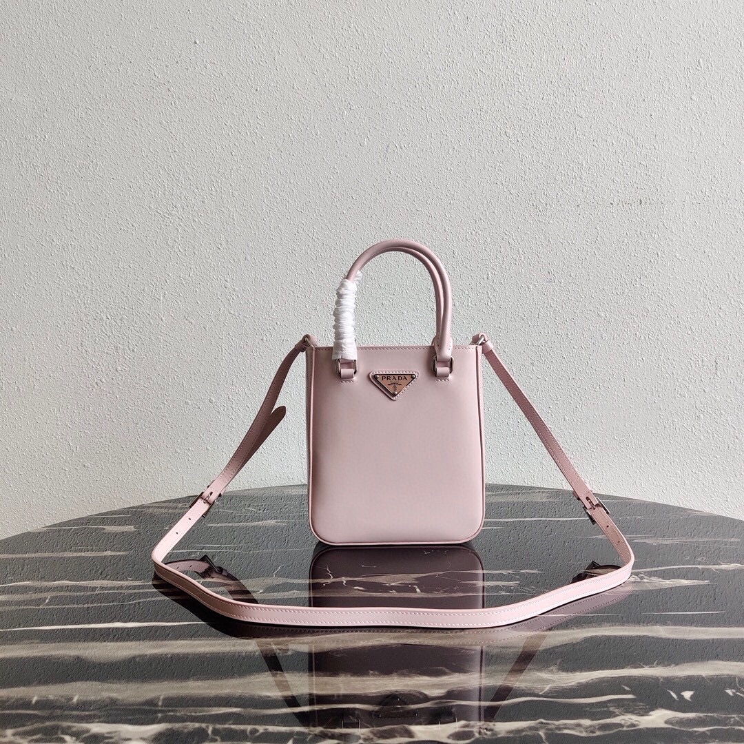 Prada Mini Leather Bucket Bag Shoulder Bag Alabaster Pink 1BA331